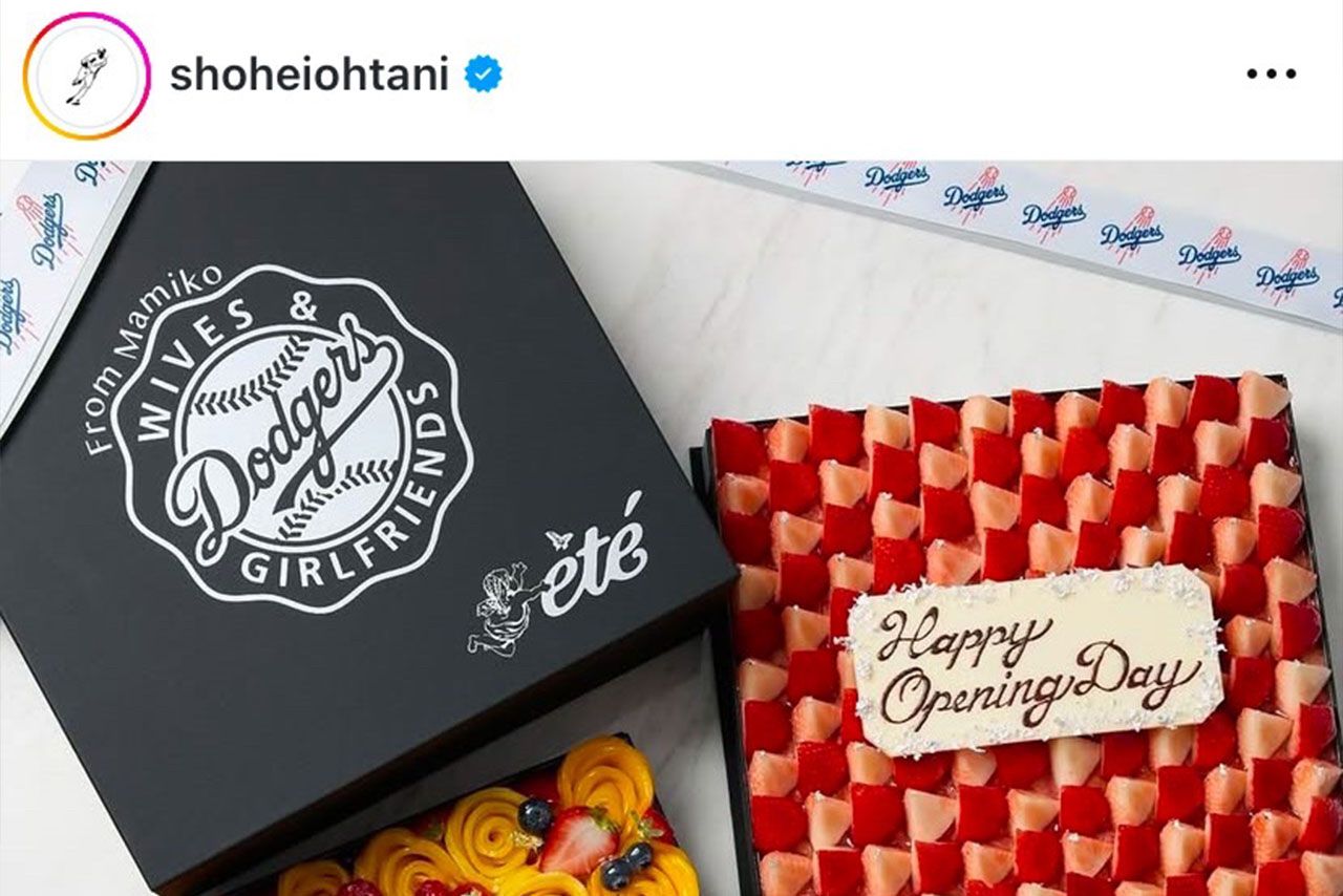 2025年3月、真美子さんがドジャース夫人会に贈った入手困難な『ete』のケーキ（大谷翔平のインスタグラムより）