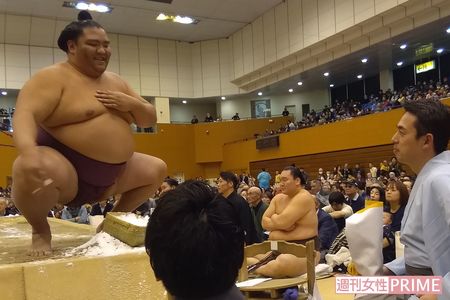 2018年冬巡業の御嶽海（筆者撮影）