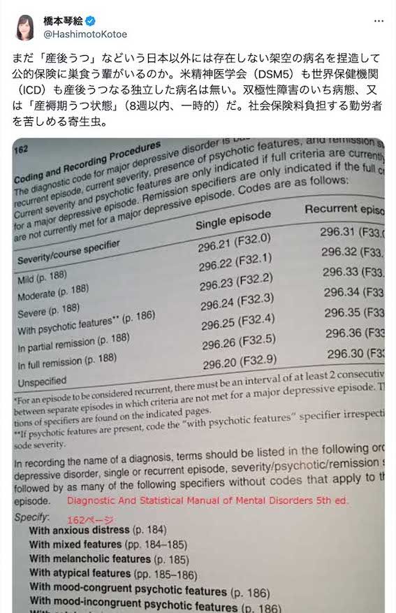 「産後うつ」に関して独自の考えを発信している作家の橋本琴絵氏（本人のXより）