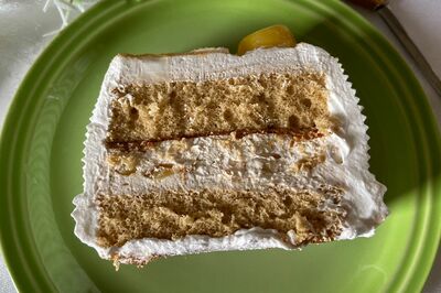 コストコの『黒糖きな粉バーケーキ』。「ホイップが厚すぎて、胃もたれした」（舞さんユーチューブより）