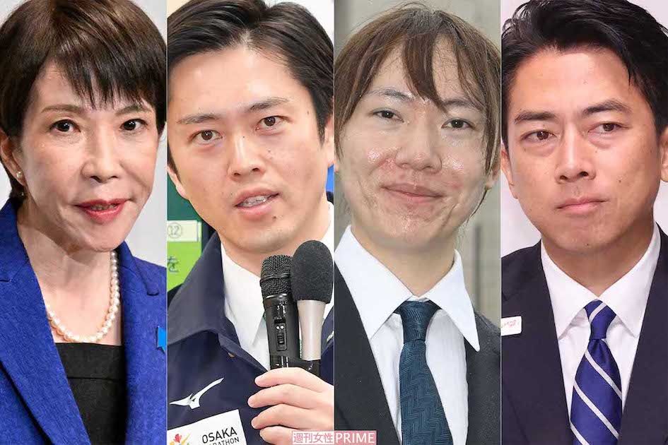 左から高市早苗首相、吉村洋文氏、安野貴博氏、小泉進次郎氏