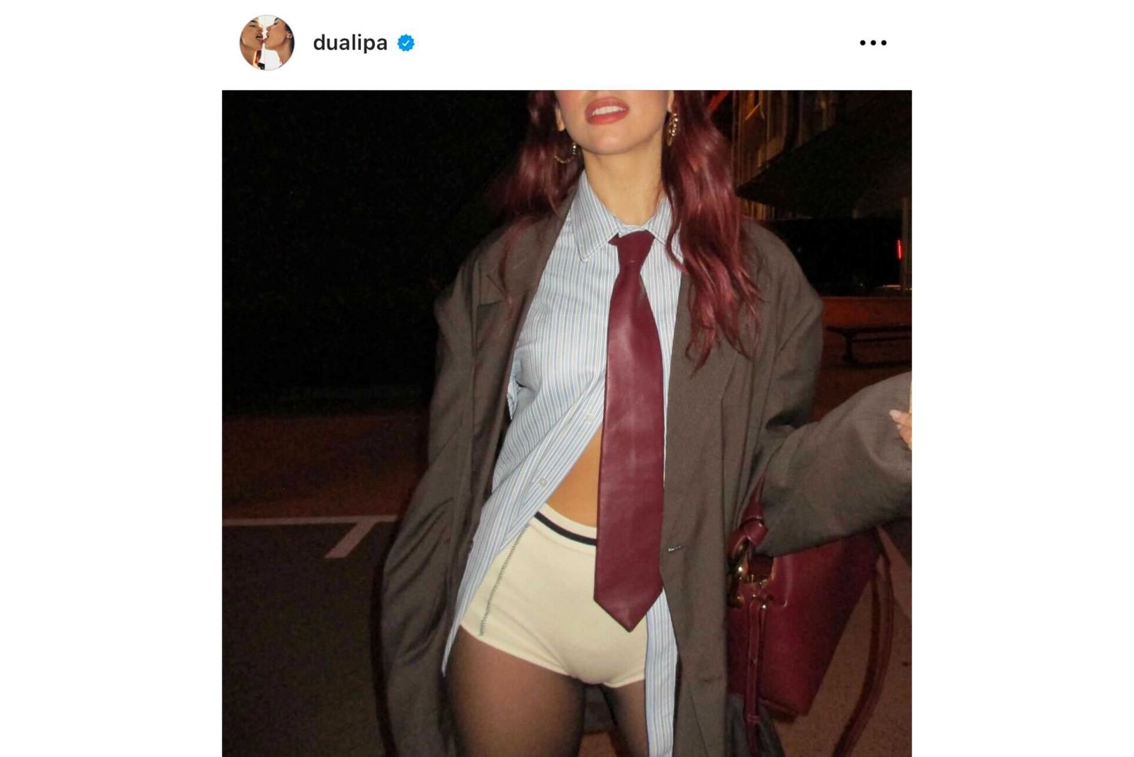 来日時に披露した“ノーパンツ”スタイル（デュア・リパのインスタグラムより）