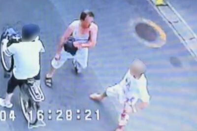 通行人が現れてもAさんを襲い続ける河上容疑者（中央）　6/6