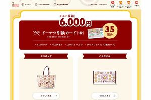 ネット上で批判が出ている『とびだせ!ミスド福袋2025』6000円の福袋(公式ホームページより)