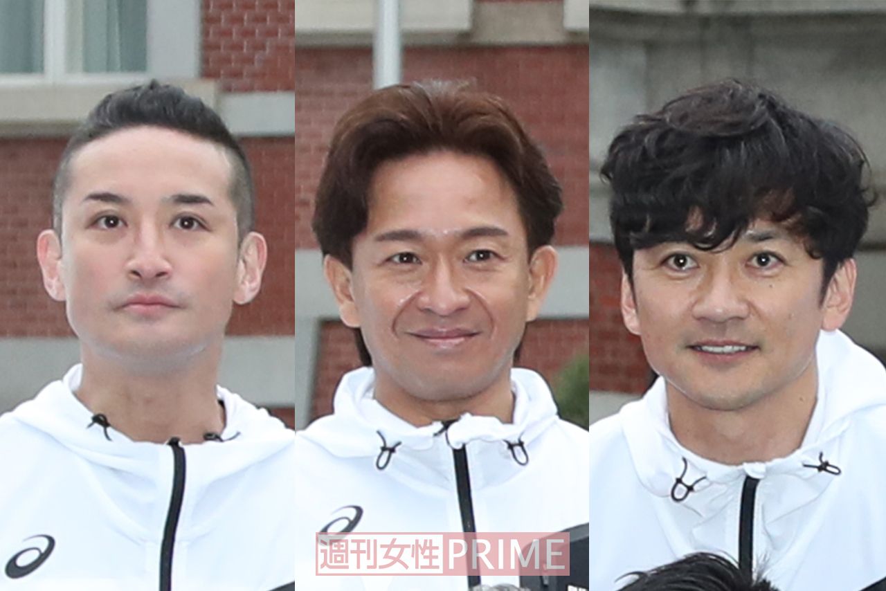 （左から）松岡昌宏、城島茂、国分太一『東京2020オリンピック･パラリンピックフラッグツアーファイナルイベント～Tokyo 2020 500 Days to Go!～』