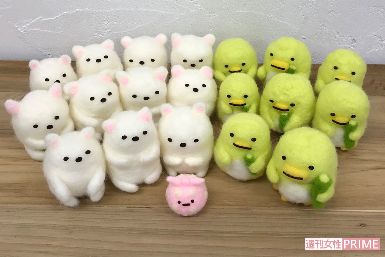 でき上がったすみっコたち。しろくまとぺんぎん？