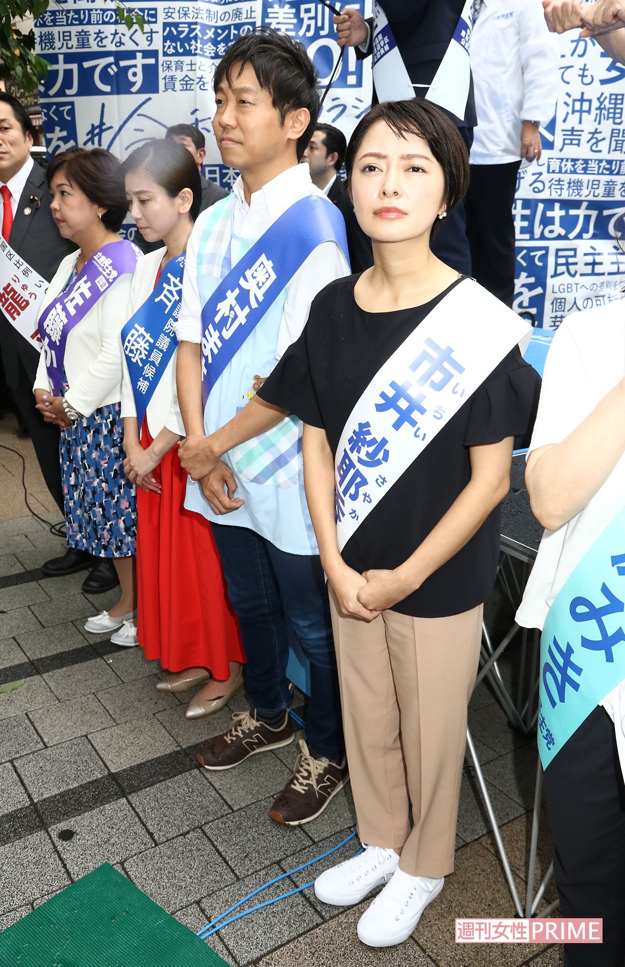 参院選公示日、立憲民主党街頭演説に参加する市井紗耶香（2019年7月4日）