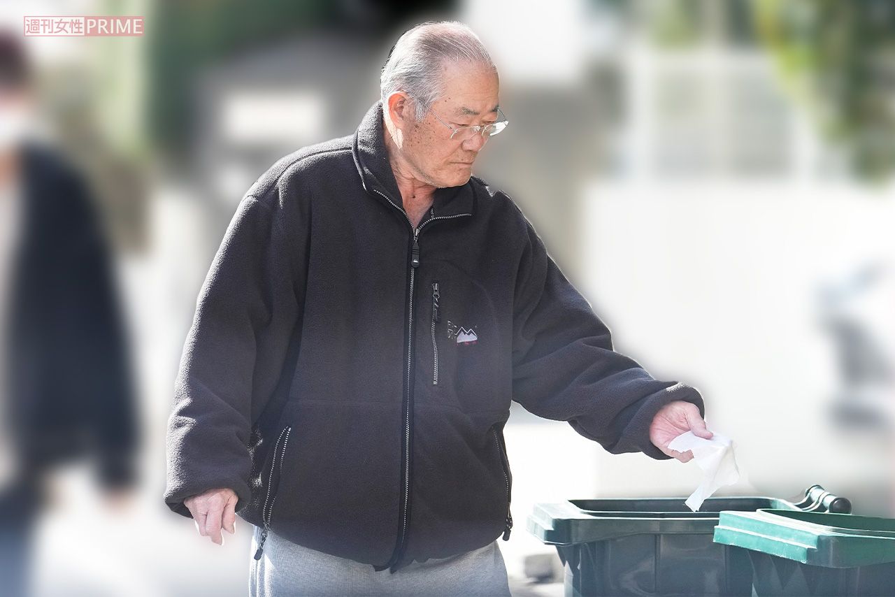 3月上旬、ゴミを出すため自宅から出てきた張本勲。番組についての質問には口を閉ざした
