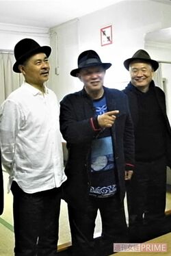 糸井重里さん（左）、南伸坊さん（右）と小説『骨風』のイベントにて