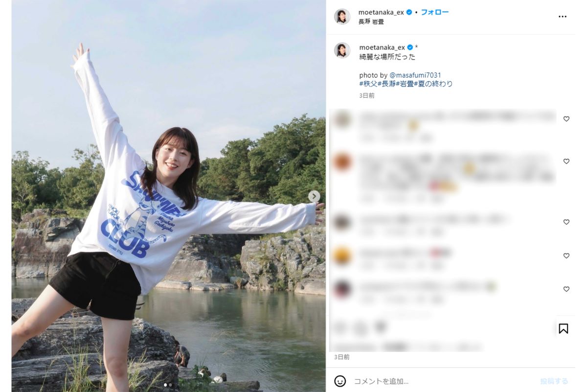 「大学生みたい」なショートパンツを履きこなすテレビ朝日の田中萌アナウンサー（本人インスタグラムより）