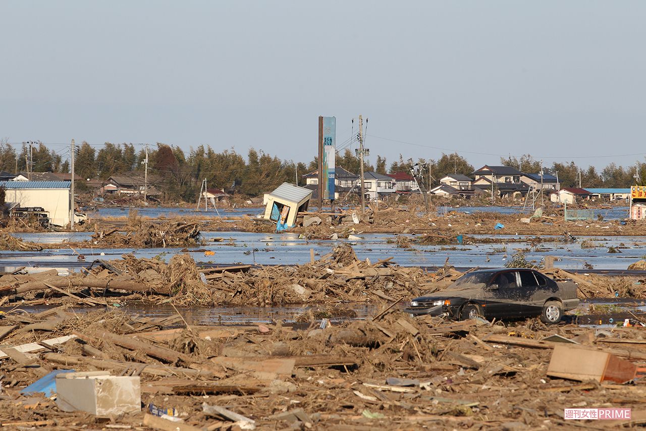 水田のように見えるが、ここにも家があった（2011年3月12日）