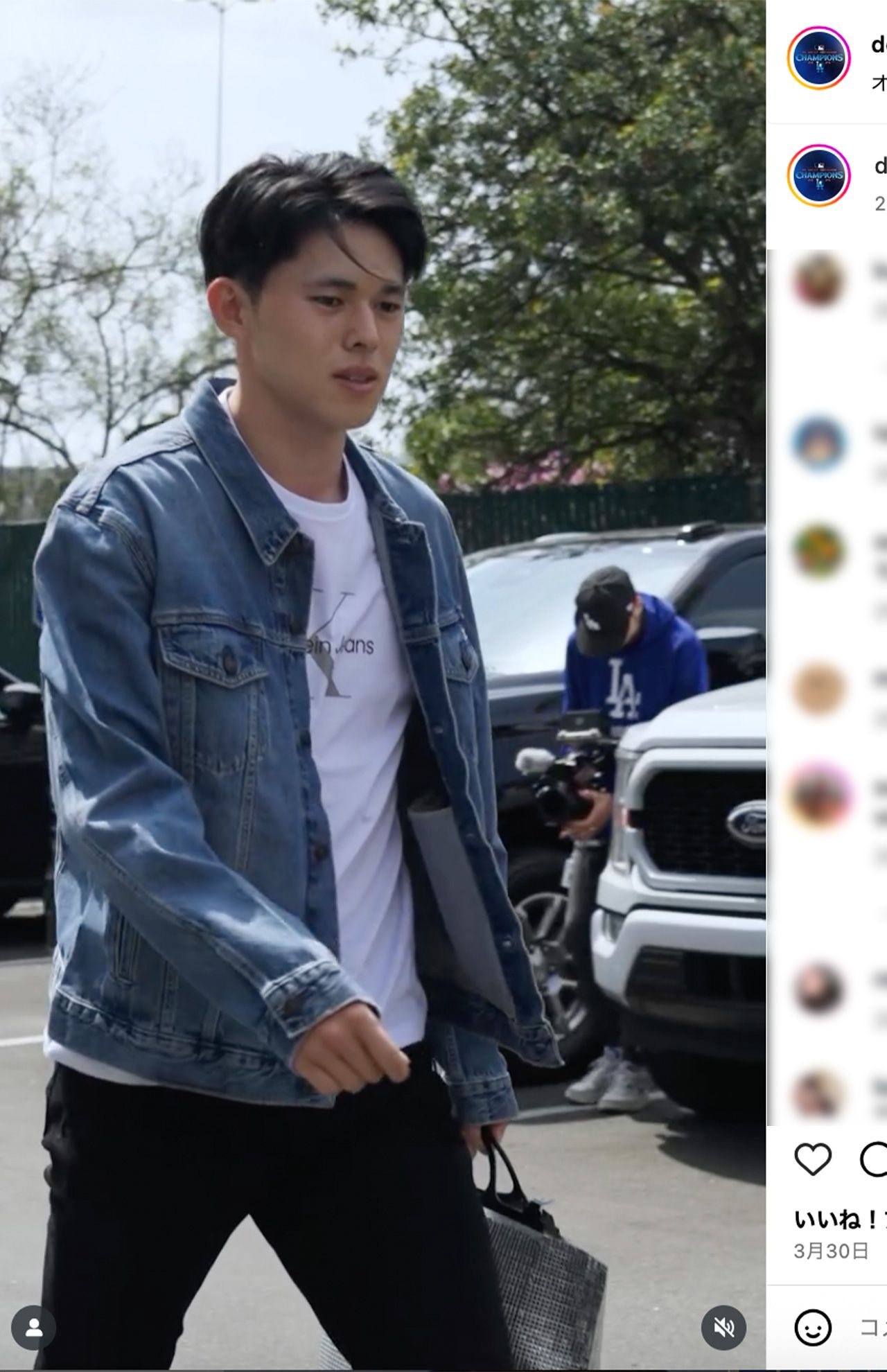 私服もオシャレな佐々木朗希投手（ドジャース公式インスタグラムより）