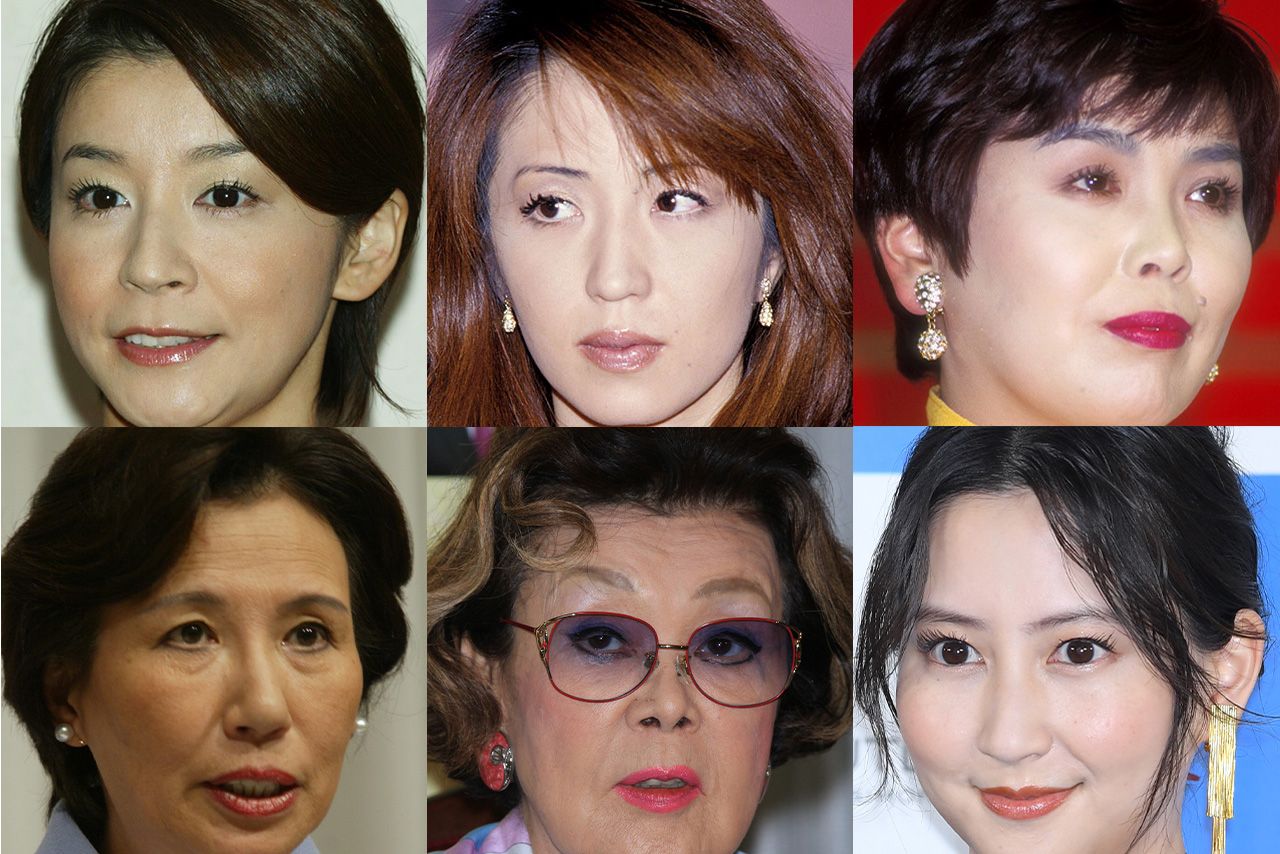 左上から時計回りに、高嶋ちさ子、飯島愛、上沼恵美子、河北麻友子、野村沙知代さん、田中眞紀子