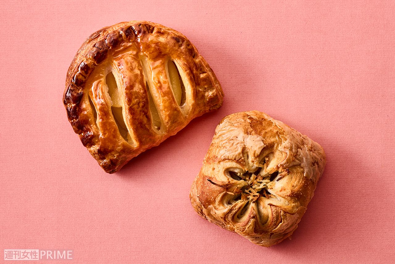 【ほっこりおやつ系パン】信州産食べごろりんごのアップルパイ（左）、いが栗ワッサン（右）