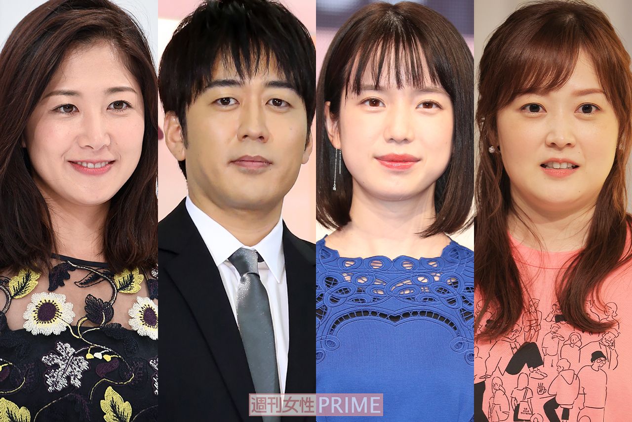 （左から）桑子真帆アナ、安住紳一郎アナ、弘中綾香アナ、水卜麻美アナ