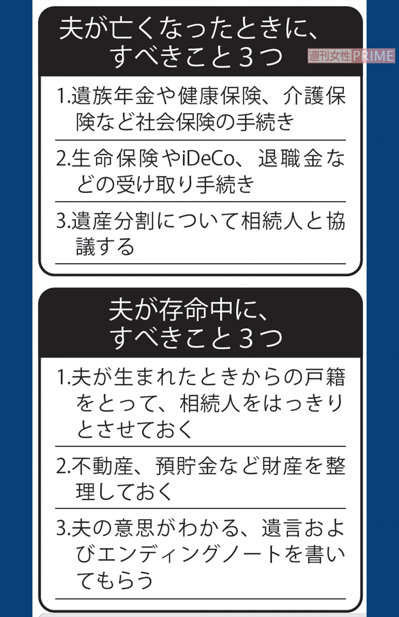 夫が亡くなったとき、在命中にすべき3つ