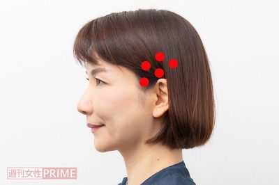 【STEP1】（4）親指の位置を写真の5か所に置きかえて1か所につき10秒を同様に行う