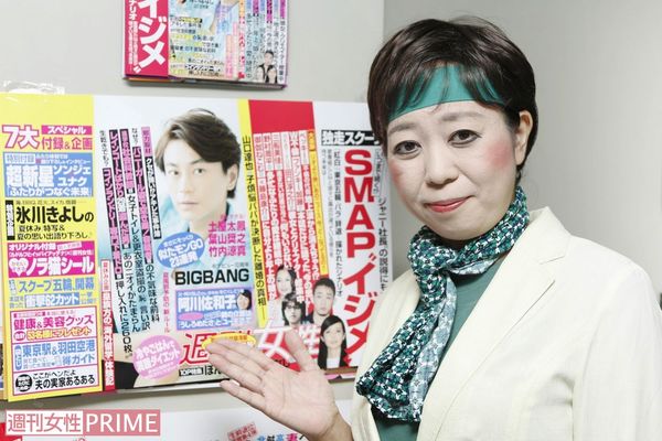 編集部に“視察”にやって来た小池百合子知事のそっくりさん・八幡カオル（'16年）　撮影／竹内摩耶