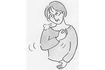 (2)右手のひらを軽くお椀のようにして、左胸の肋骨のあたりをリズミカルに叩く。40回程度 イラスト/長田直美