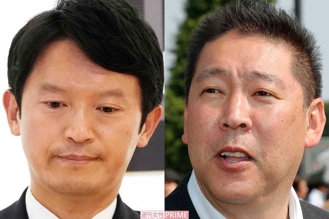 斎藤元彦兵庫県知事（左）と立花孝志氏