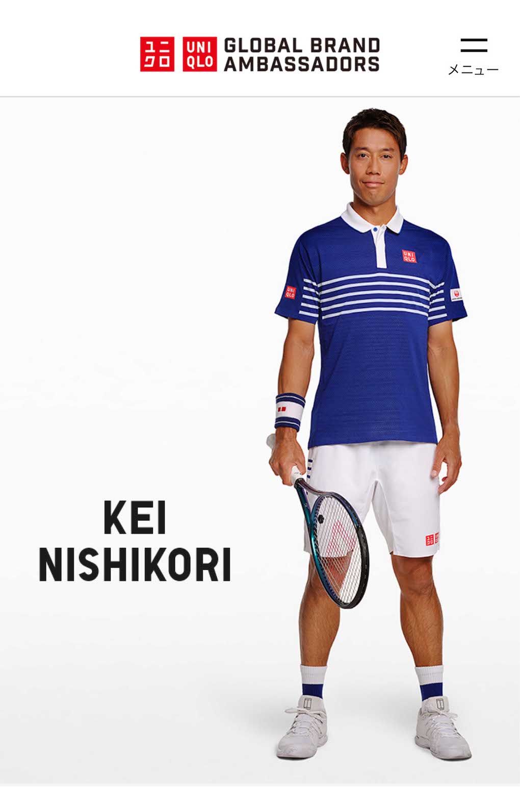 2011年からユニクロのグローバルアンバサダーを務める錦織圭（ユニクロ公式HPより）
