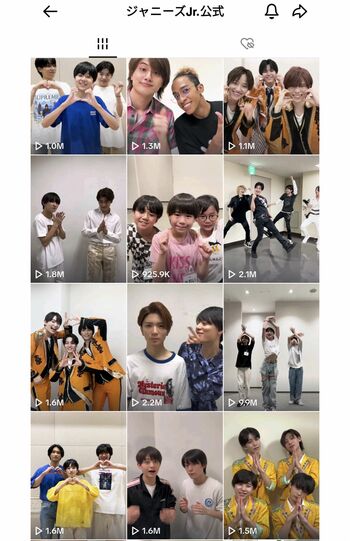 伯井の動画は約1000万回とジャニーズJr.公式TikTokでトップの再生回数に