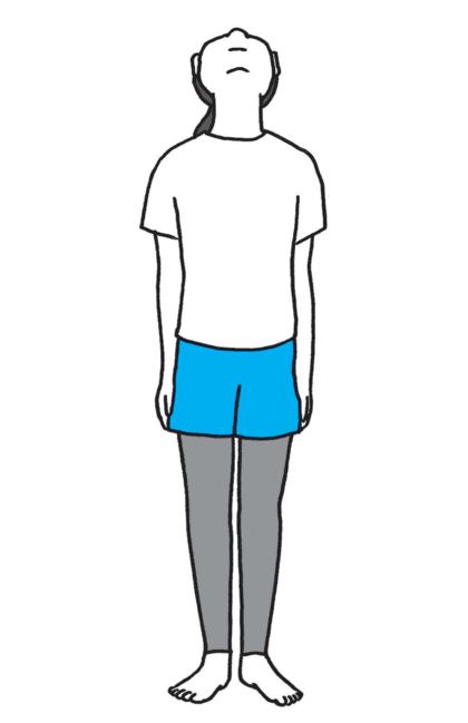 顔を上に向けて、首のシワを伸ばす（イラスト／『体の仕組みを解析し導き出された疲れないコツ大百科』（アスコム）より提供）