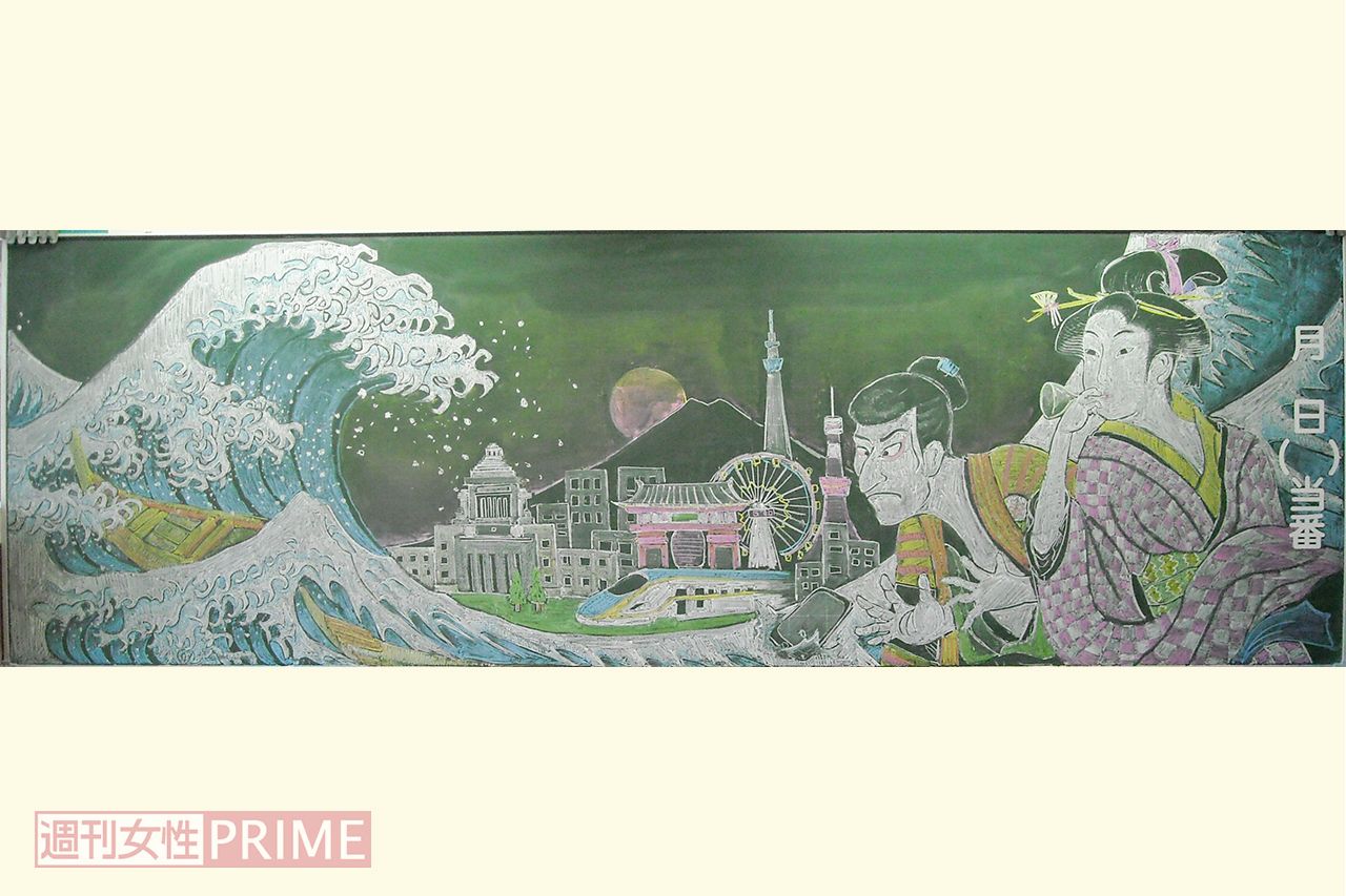 「未来を眺める」能登町立小木中学校（一期一会）/2人　2017年ジュニアの部・入賞。公式サイトでは過去の大会の作品も閲覧可能。「中学生でもこれだけ描けるということを教えてもらった」と審査員も絶賛した、日本の和を感じられる作品！