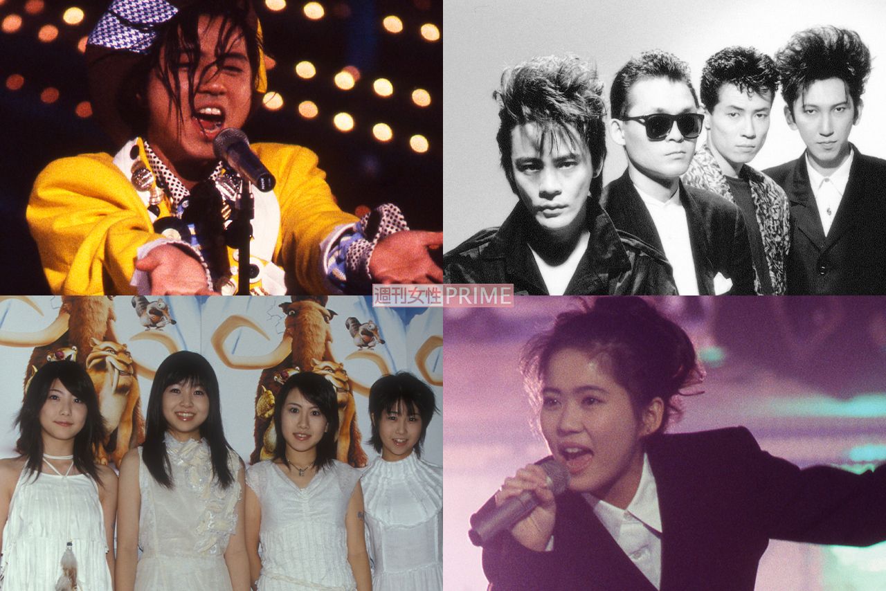 （左上から時計回りに）チェッカーズの藤井フミヤ、BOOWY、LINDBERG、ZONE