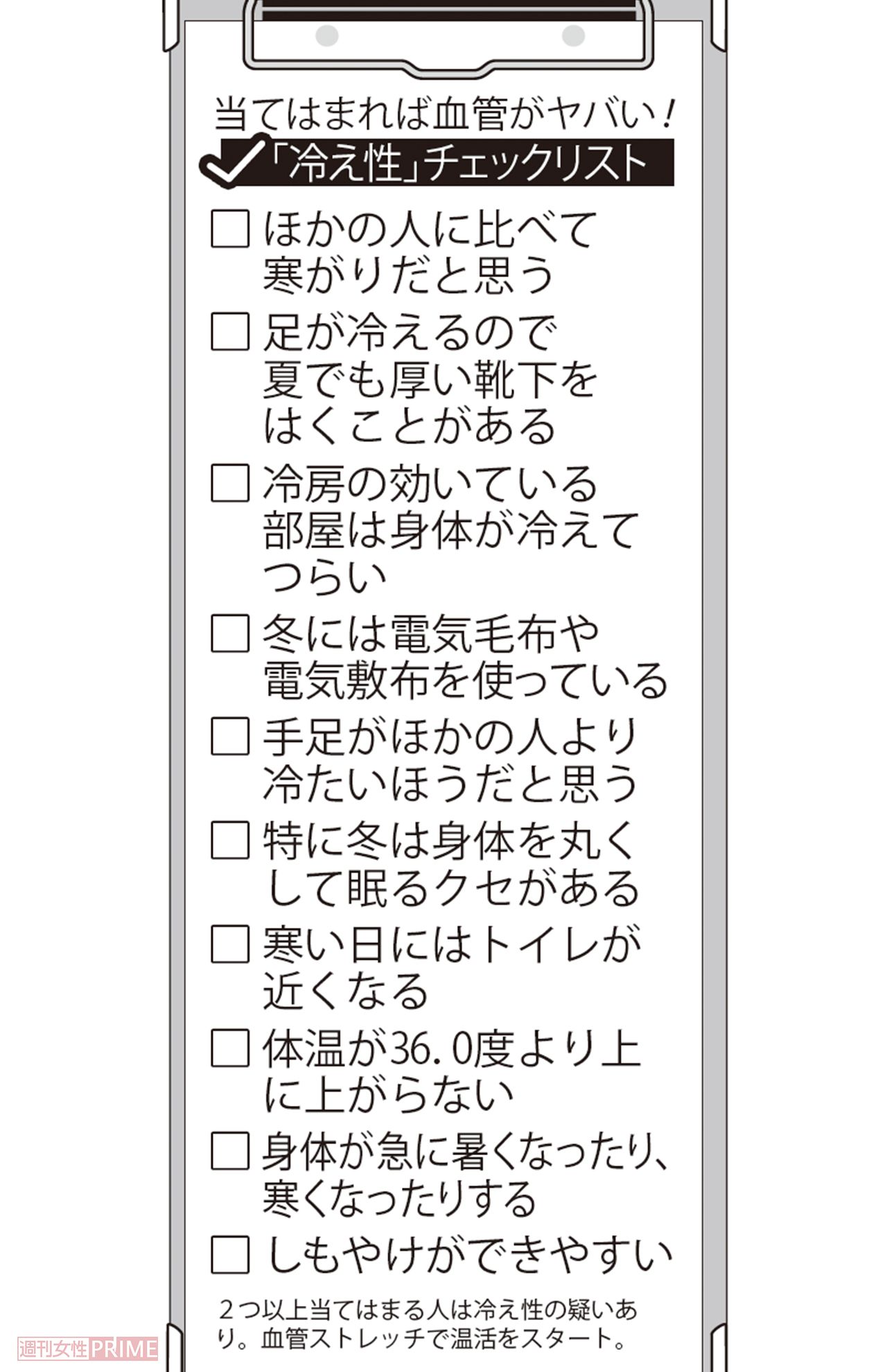 「冷え性」チェックリスト