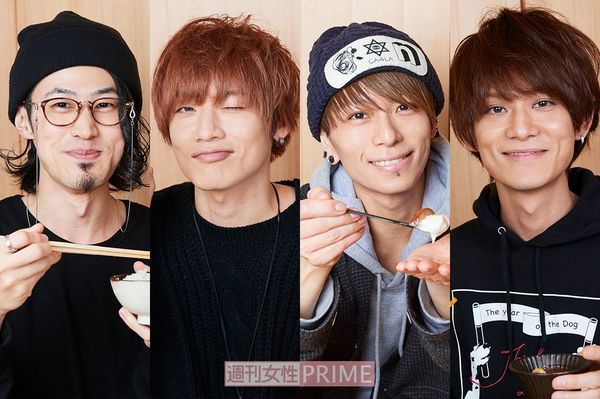 ↑左から水戸市出身のわちゅ～くん＆TSUBASAくん、取手市出身の大輝くん、静岡県出身のJunくん