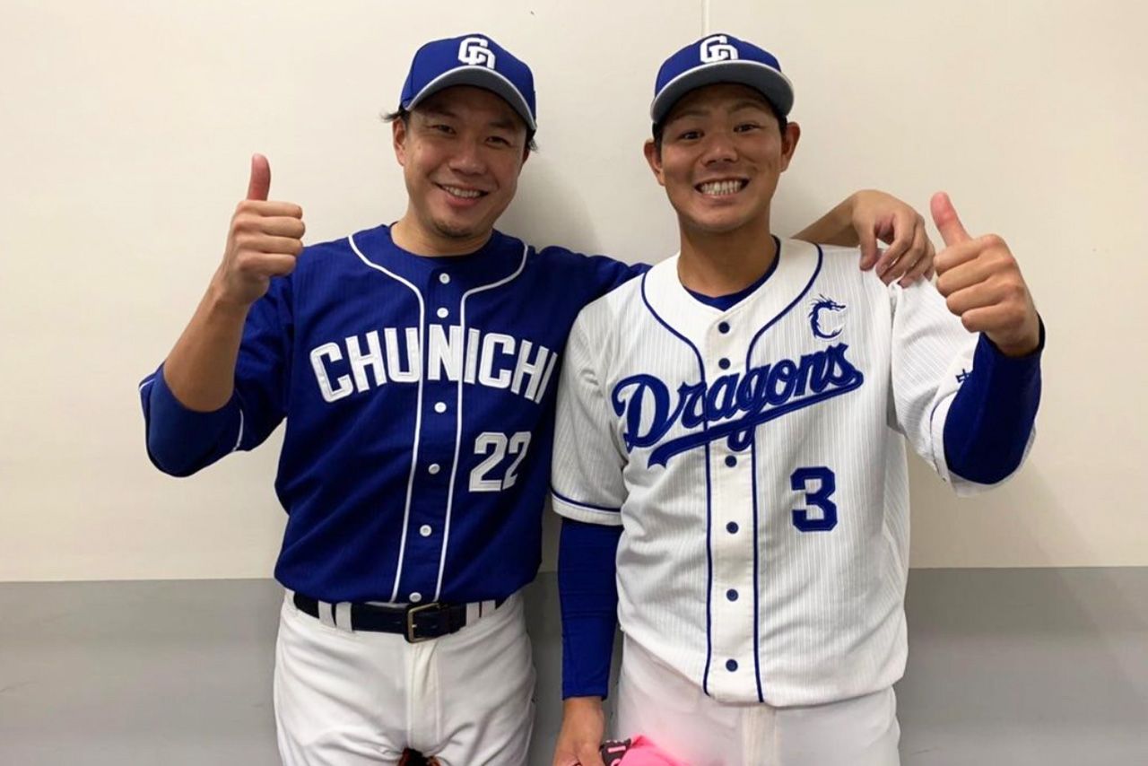 中日ドラゴンズ・大野雄大投手と高橋周平選手（公式インスタグラムより）