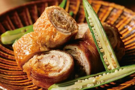 油揚げと豚肉のロール照り焼き