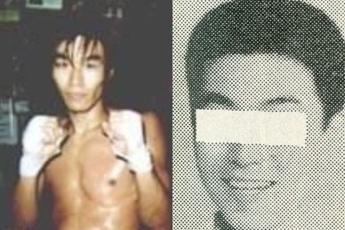 ムエタイ選手時代の湊容疑者と少年時代の写真