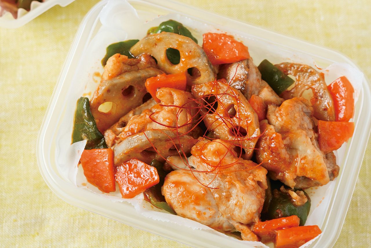 鶏肉と野菜の甘酢炒め丼