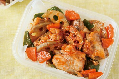 鶏肉と野菜の甘酢炒め丼