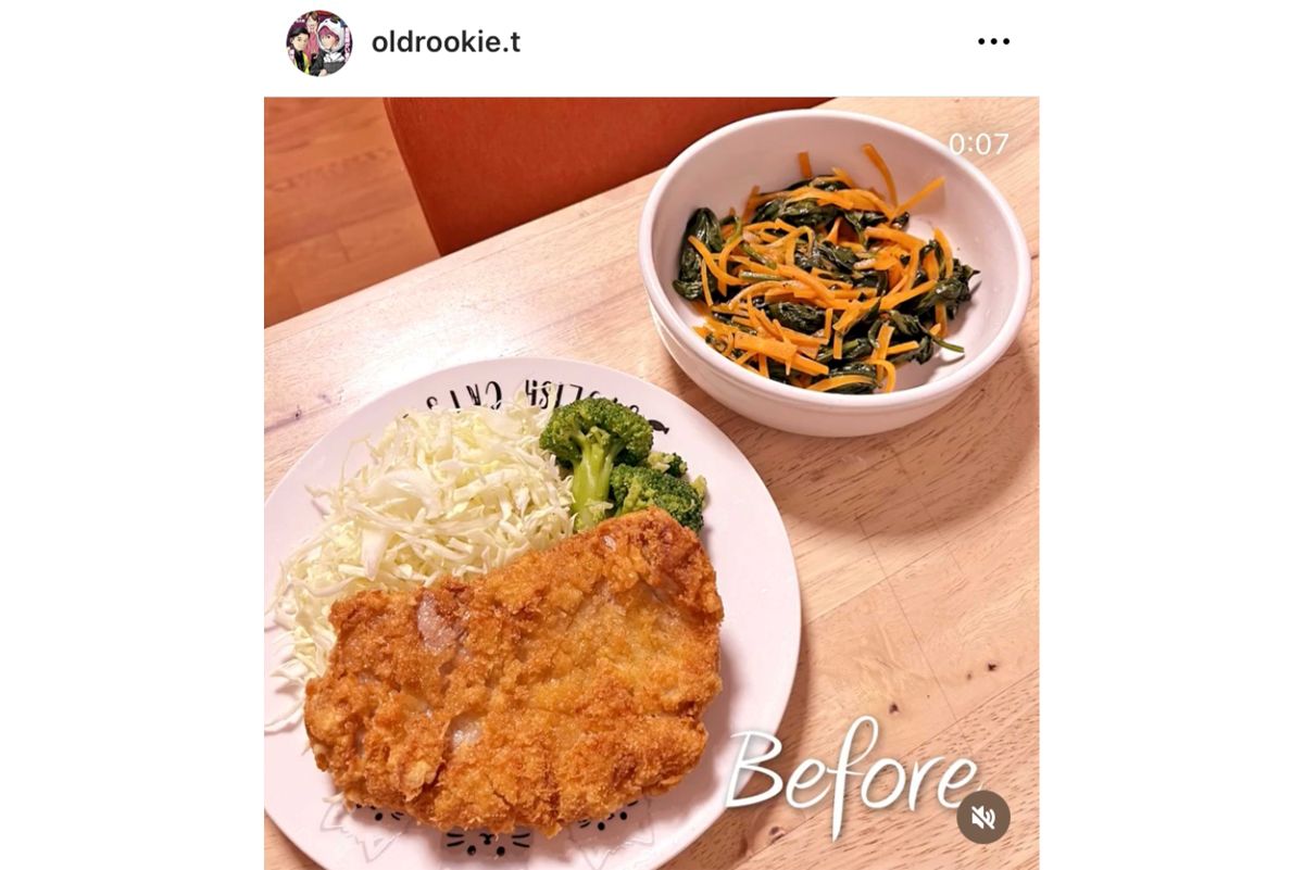 刻む前の食事（拓也さんのインスタグラムより）