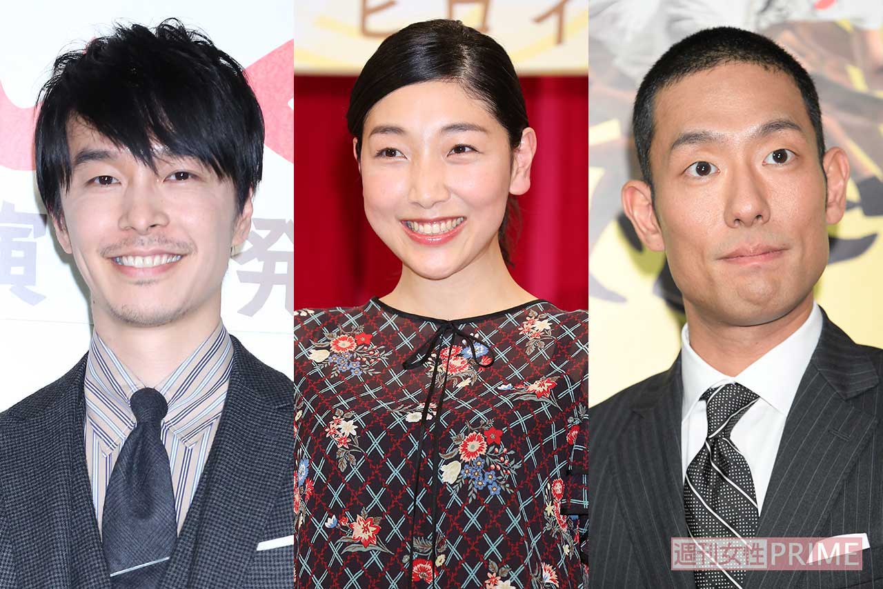 左から長谷川博己、安藤サクラ、中村勘九郎