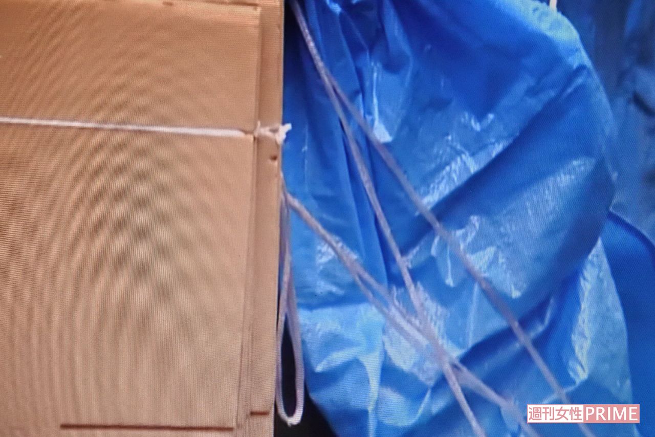 ブルーシートなどに覆われた現場