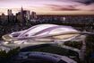 新国立競技場のデザイン国際コンペティションで選ばれた女性建築家ザハ・ハディド氏のデザイン。巨額の建築費がネックになる実現しなかった