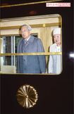 '85年3月。お召し列車に乗られた昭和天皇ご夫妻。原宿駅から須崎御用邸へ