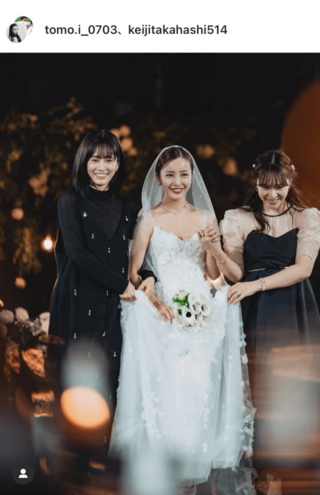 原と同期入団の高橋と元AKB48の板野友美が2024年に挙式（板野のインスタグラムより）