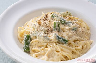 塩豆腐でカルボナーラ風パスタ