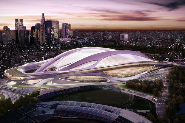 新国立競技場のデザイン国際コンペティションで選ばれた女性建築家ザハ・ハディド氏のデザイン。巨額の建築費がネックになる実現しなかった