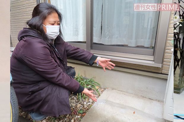 ミーちゃんが死亡していた場所を説明する古澤さん