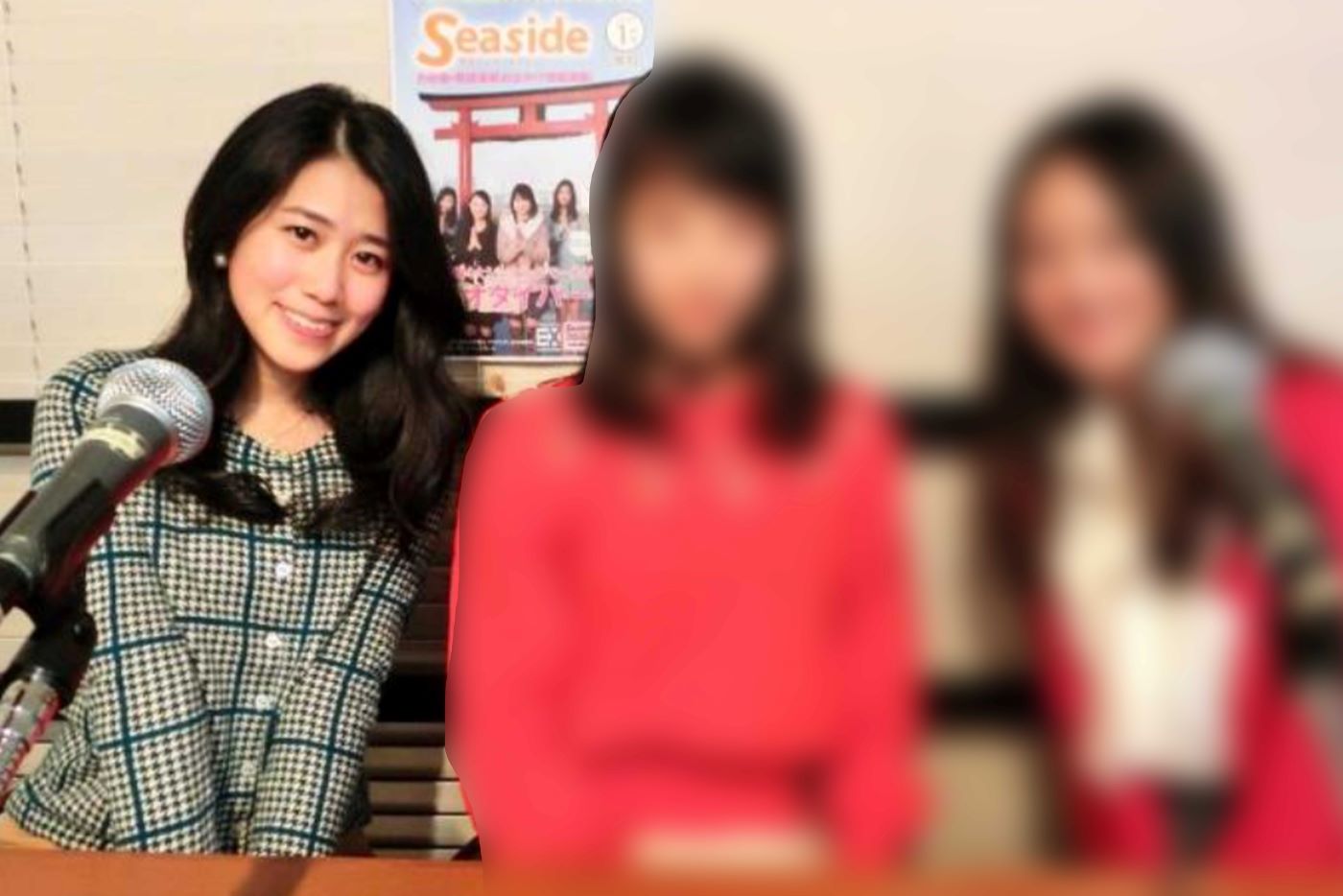 『第13期シーサイドイメージガール』として活動していた中川安奈アナ（左）（同期女性のアメーバブログより）
