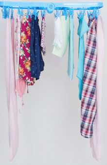 アーチ状に干すことで効率よく乾く