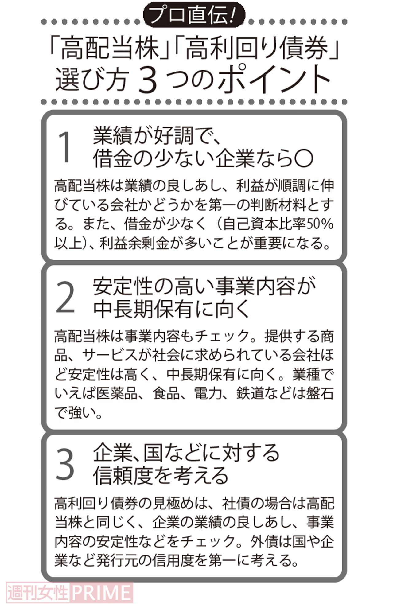 プロ直伝！「高配当株」「高利回り債券」選び方3つのポイント