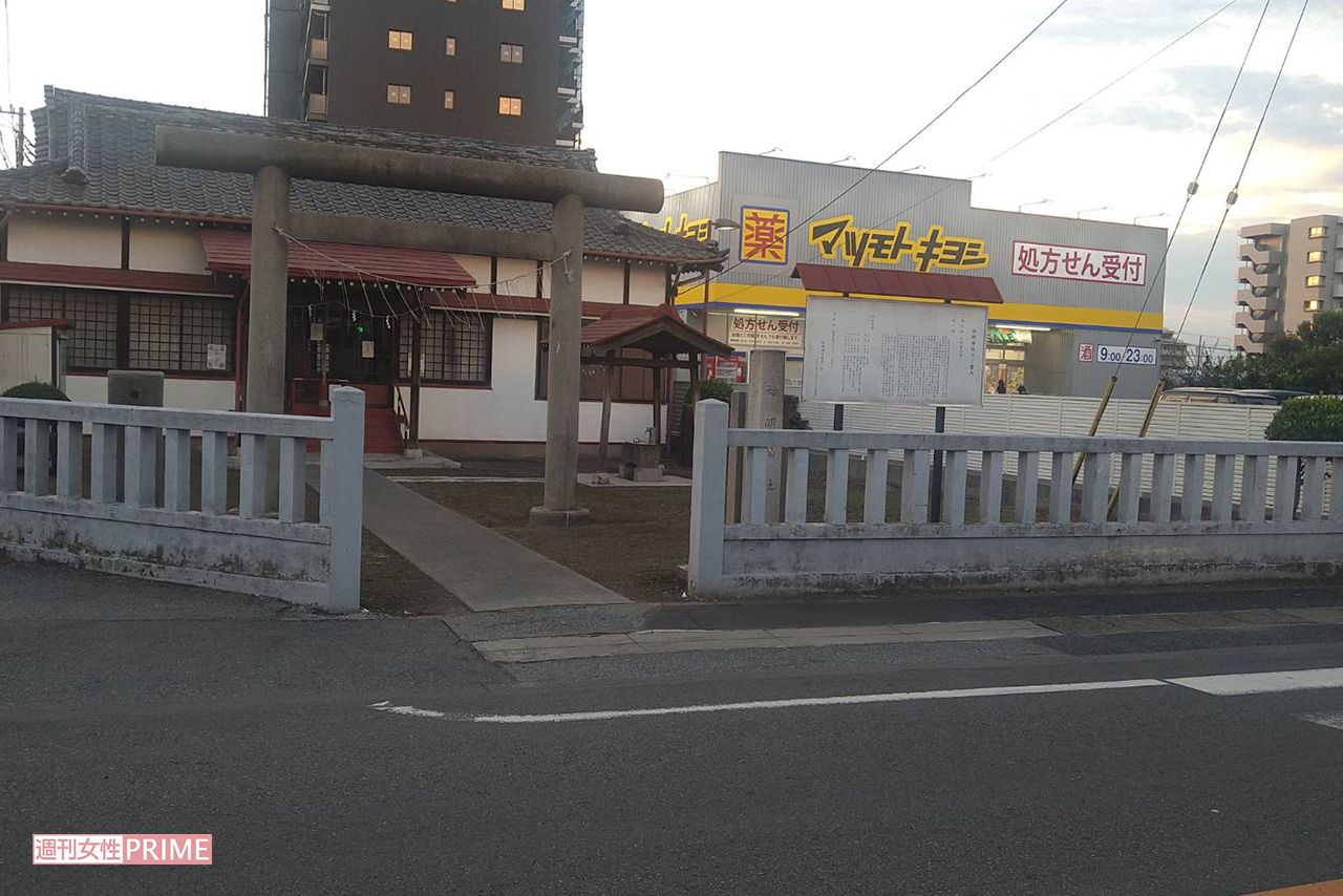 A子さんが最初に刺されたのは、神明神社前の路上