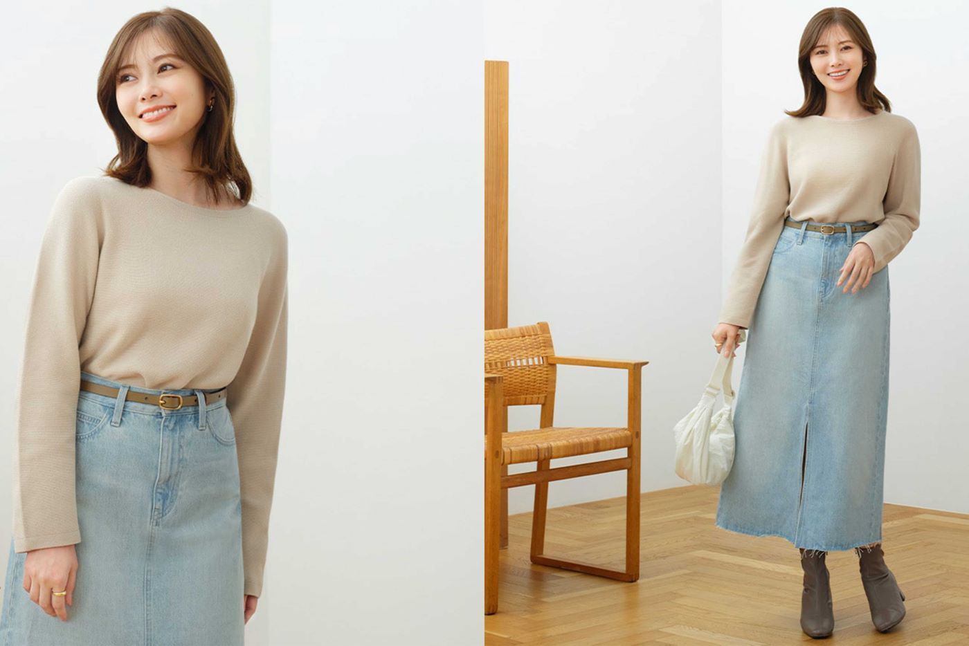 「おばさんに見える」と指摘された白石麻衣のユニクロ着こなし（公式ホームページより）